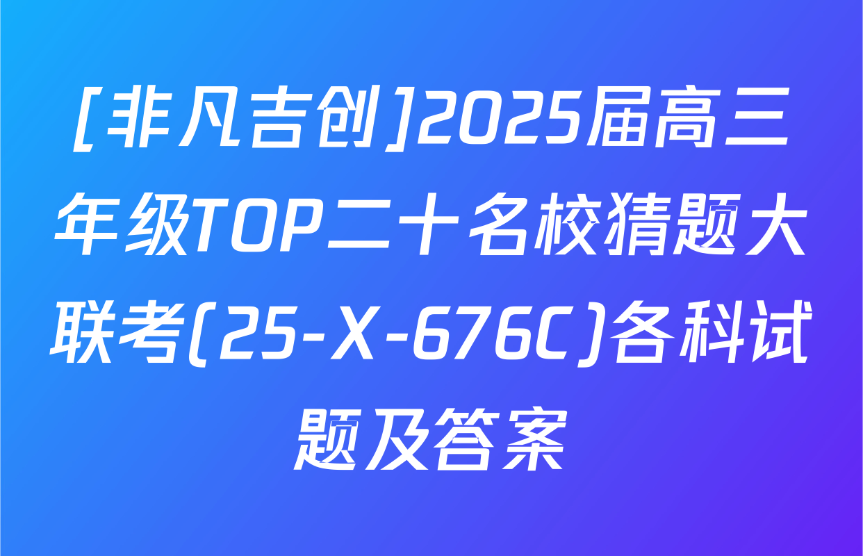 [非凡吉创]2025届高三年级TOP二十名校猜题大联考(25-X-676C)各科试题及答案