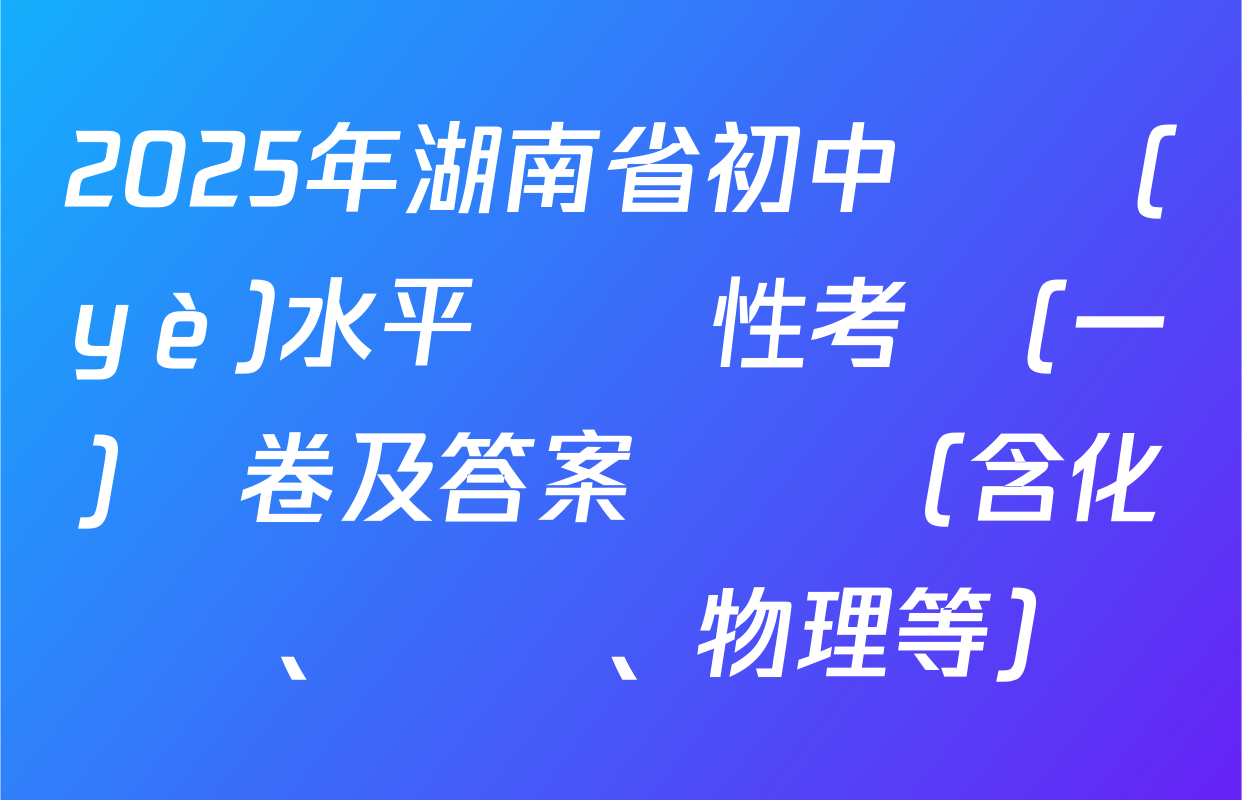 2025年湖南省初中學業(yè)水平適應性考試(一)試卷及答案匯總（含化學、數學、物理等）