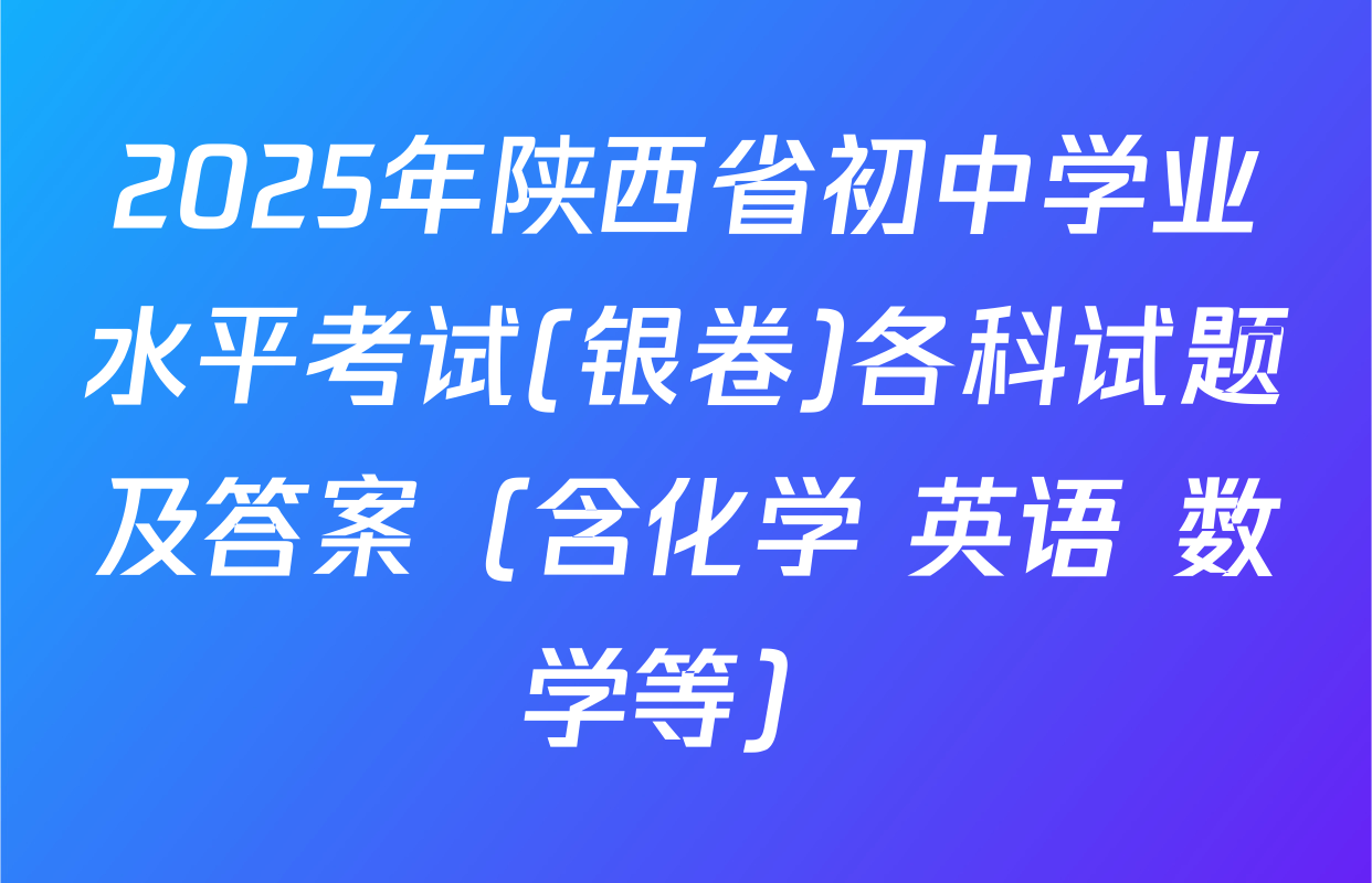 2025年陕西省初中学业水平考试(银卷)各科试题及答案（含化学 英语 数学等）