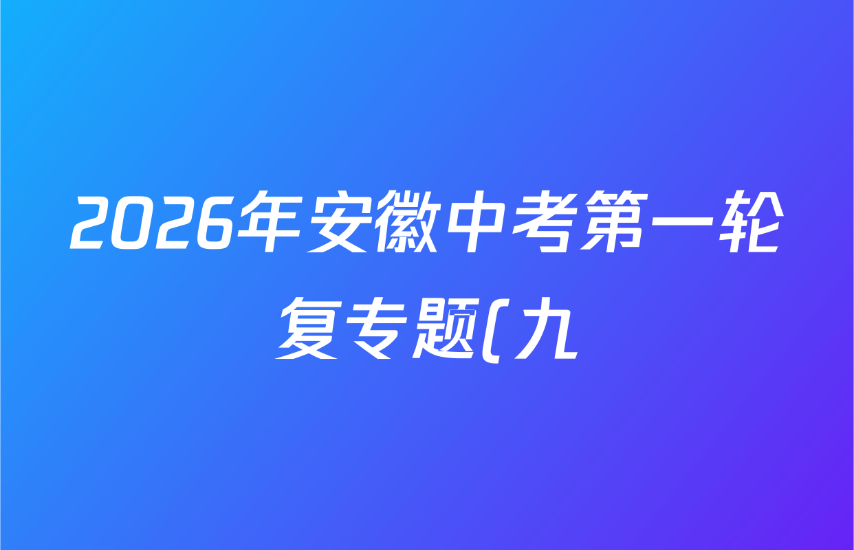 2026年安徽中考第一轮复专题(九)各科试题及答案(含化学、英语、数学等) 2026年安徽中考第一轮复专题(九)各科试题及答案(含化学、英语、数学等)