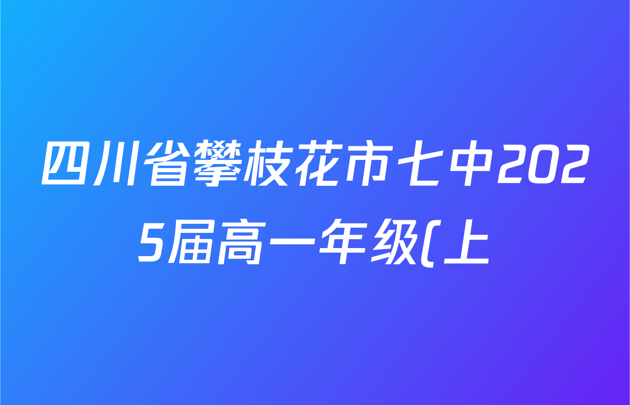 四川省攀枝花市七中2025届高一年级(上)第二次月考v各科答案及试卷(含政治 英语 化学等) 四川省攀枝花市七中2025届高一年级(上)第二次月考v各科答案及试卷(含政治 英语 化学等)