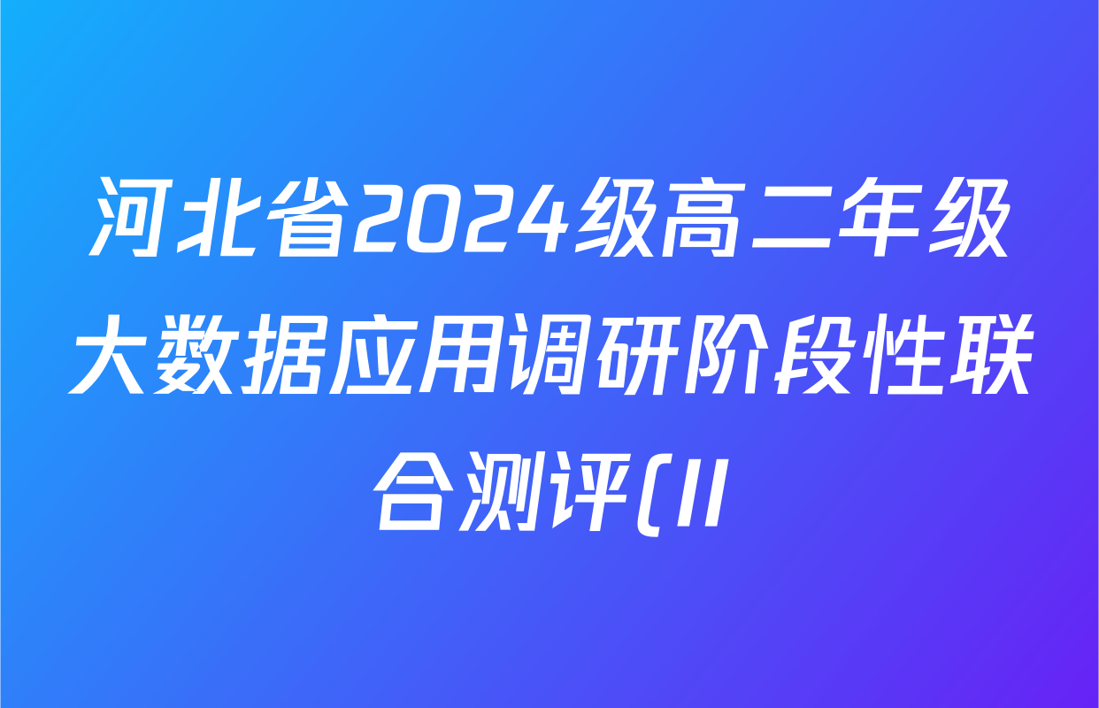 河北省2024级高二年级大数据应用调研阶段性联合测评(II)各科答案及试卷(含地理(A卷)、数学、化学(苏教版)等9份) 河北省2024级高二年级大数据应用调研阶段性联合测评(II)各科答案及试卷(含地理(A卷)、数学、化学(苏教版)等9份)