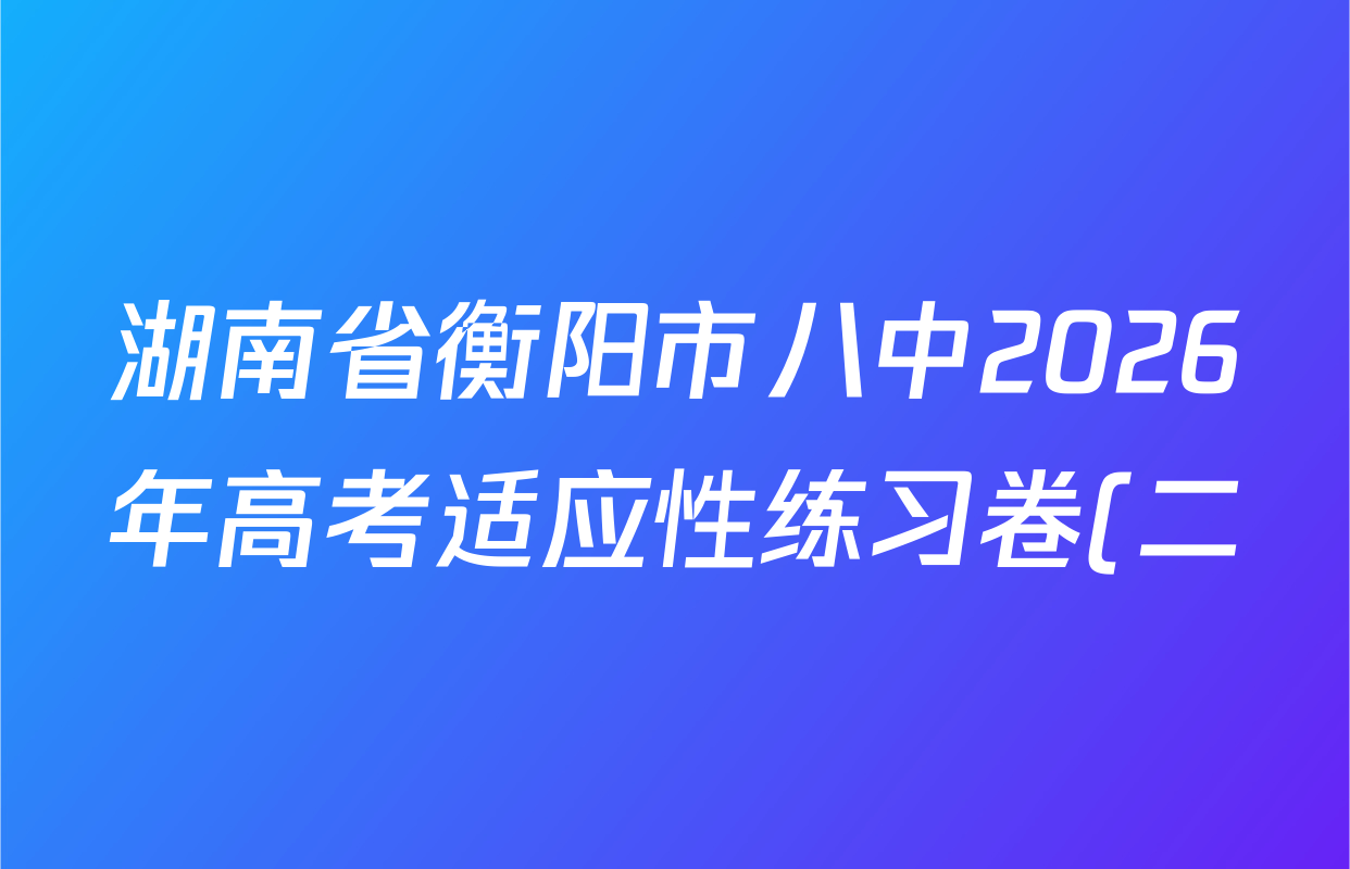 湖南省衡阳市八中2026年高考适应性练习卷(二)试卷及答案汇总(已更新地理 物理 政治等9份)