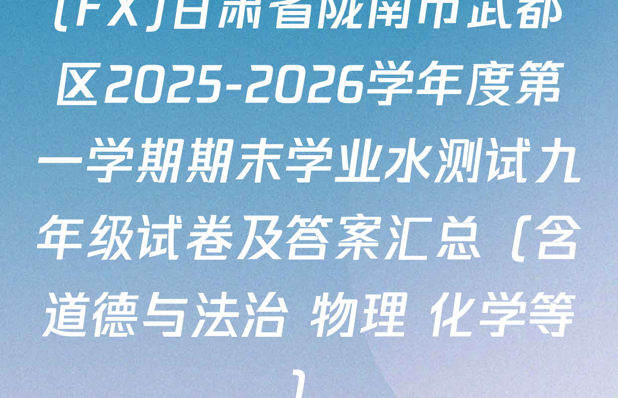 (FX)甘肃省陇南市武都区2025-2026学年度第一学期期末学业水测试九年级试卷及答案汇总（含道德与法治 物理 化学等）