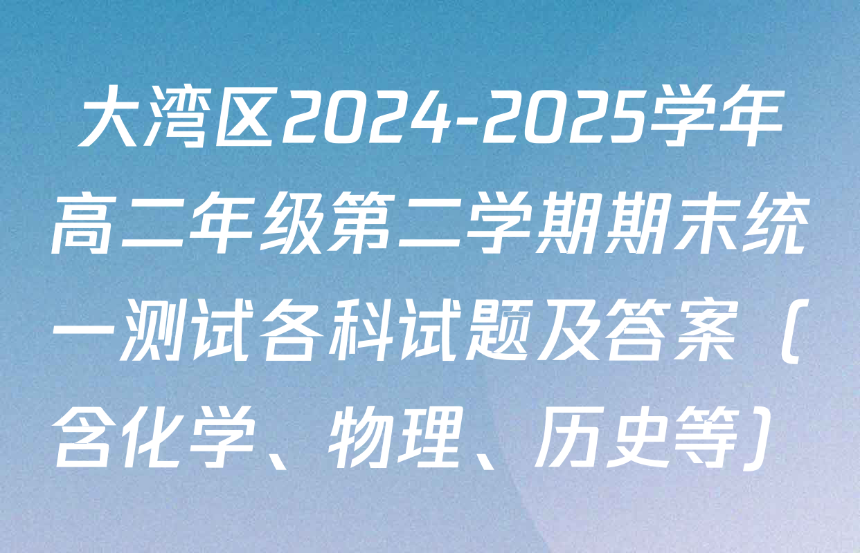 大湾区2024-2025学年高二年级第二学期期末统一测试各科试题及答案（含化学、物理、历史等）