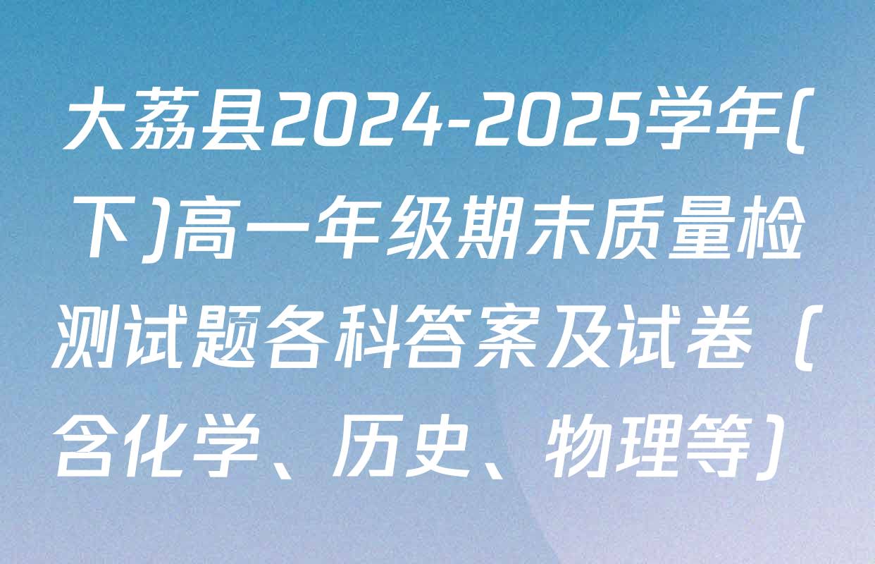 大荔县2024-2025学年(下)高一年级期末质量检测试题各科答案及试卷（含化学、历史、物理等）