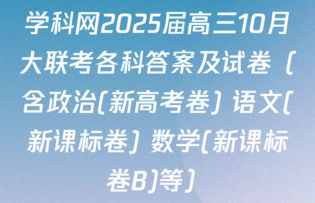 学科网2025届高三10月大联考各科答案及试卷（含政治(新高考卷) 语文(新课标卷) 数学(新课标卷B)等）