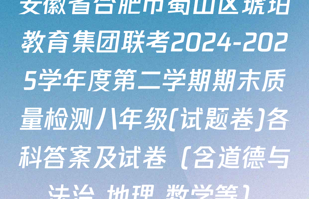 安徽省合肥市蜀山区琥珀教育集团联考2024-2025学年度第二学期期末质量检测八年级(试题卷)各科答案及试卷（含道德与法治 地理 数学等）