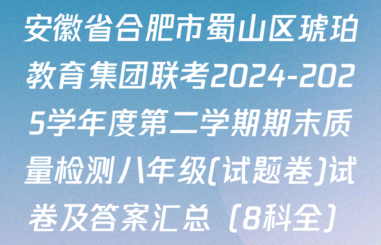 安徽省合肥市蜀山区琥珀教育集团联考2024-2025学年度第二学期期末质量检测八年级(试题卷)试卷及答案汇总（8科全）