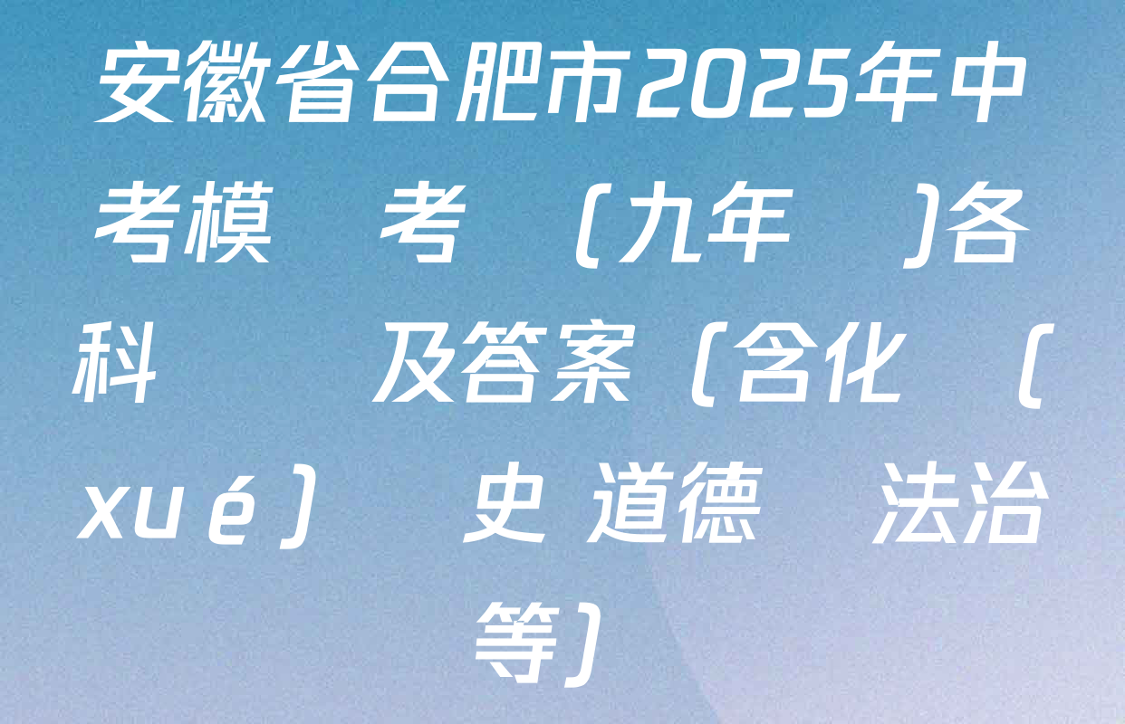 安徽省合肥市2025年中考模擬考試(九年級)各科試題及答案（含化學(xué) 歷史 道德與法治等）