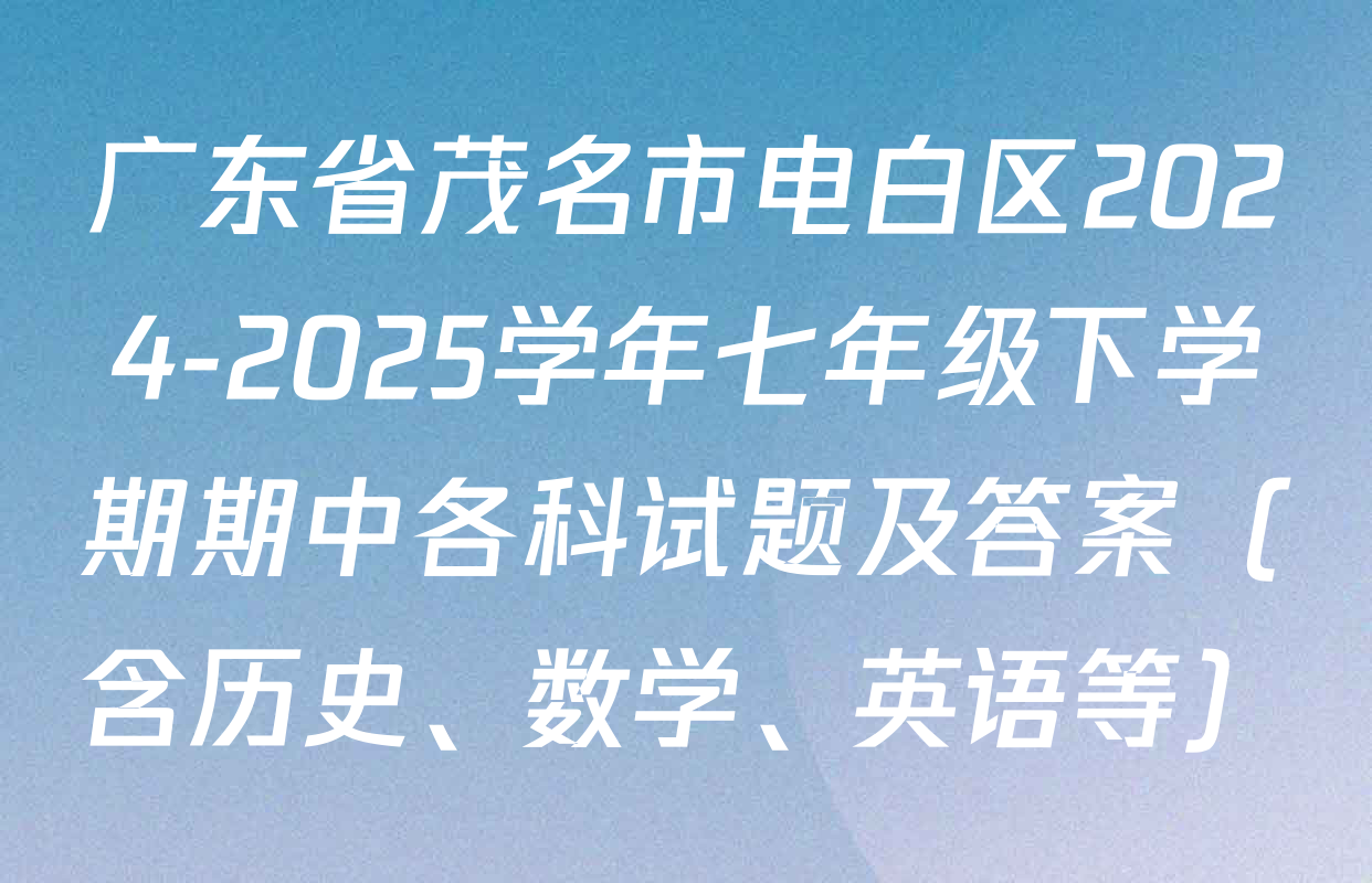 广东省茂名市电白区2024-2025学年七年级下学期期中各科试题及答案（含历史、数学、英语等）