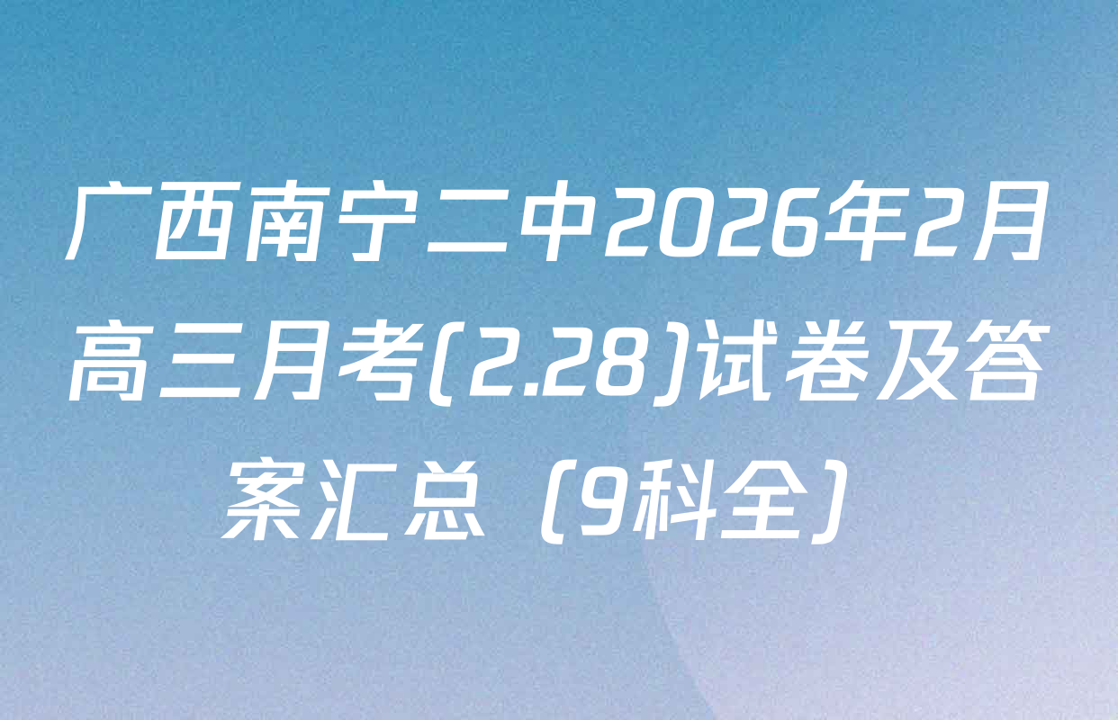 广西南宁二中2026年2月高三月考(2.28)试卷及答案汇总（9科全）