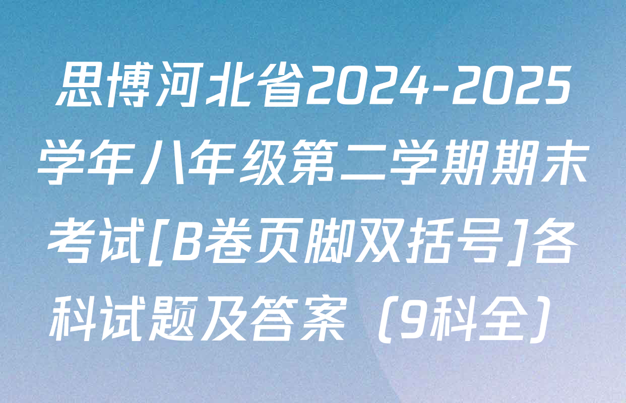 思博河北省2024-2025学年八年级第二学期期末考试[B卷页脚双括号]各科试题及答案（9科全）