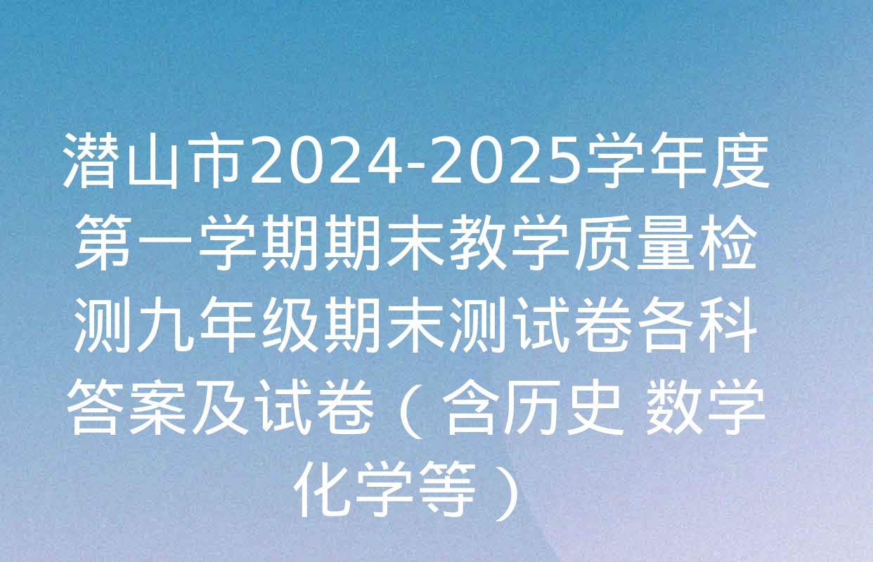 潜山市2024-2025学年度第一学期期末教学质量检测九年级期末测试卷各科答案及试卷（含历史 数学 化学等）