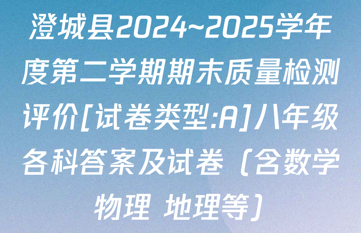 澄城县2024~2025学年度第二学期期末质量检测评价[试卷类型:A]八年级各科答案及试卷（含数学 物理 地理等）