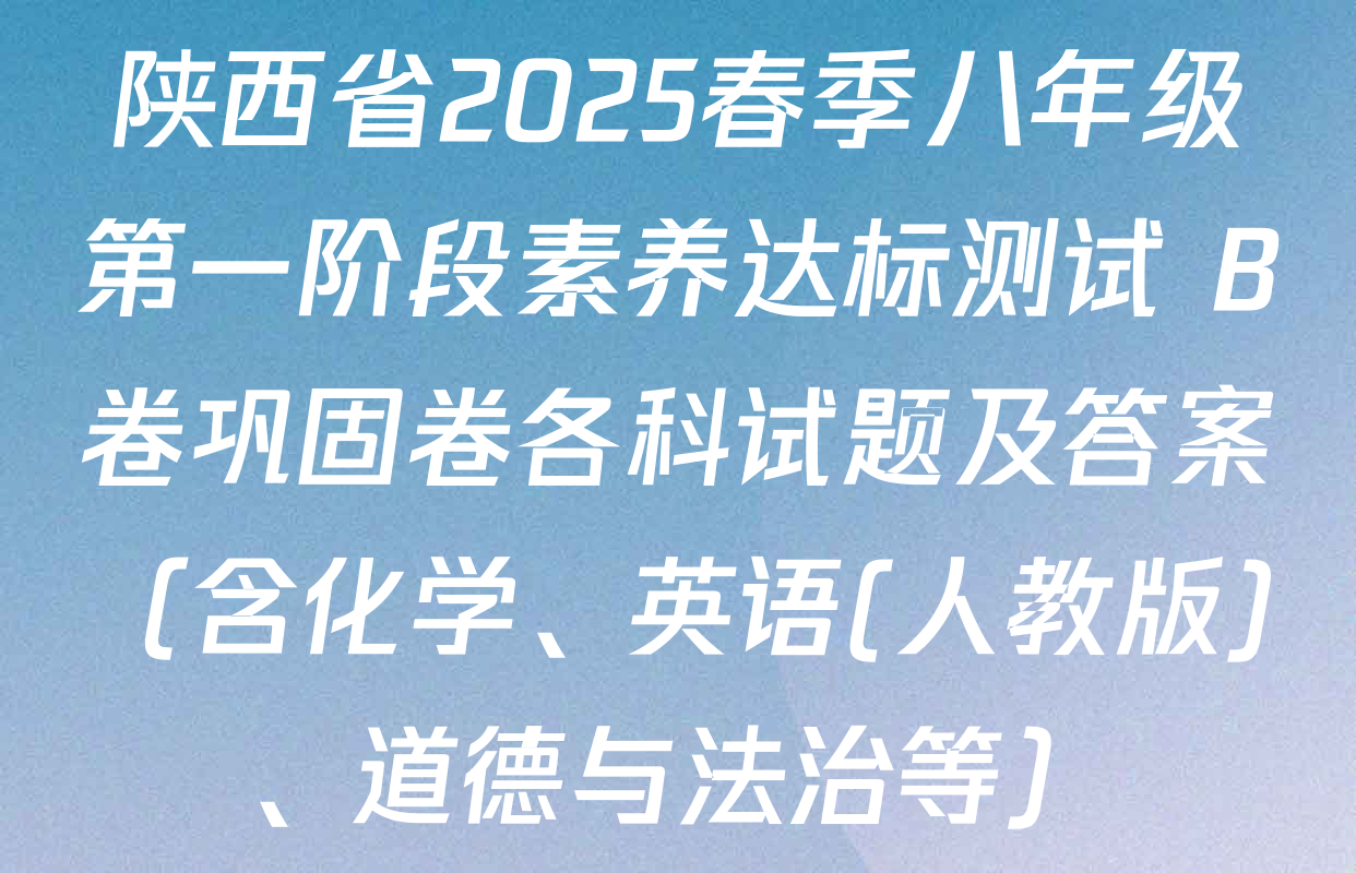 陕西省2025春季八年级第一阶段素养达标测试 B卷巩固卷各科试题及答案（含化学、英语(人教版)、道德与法治等）