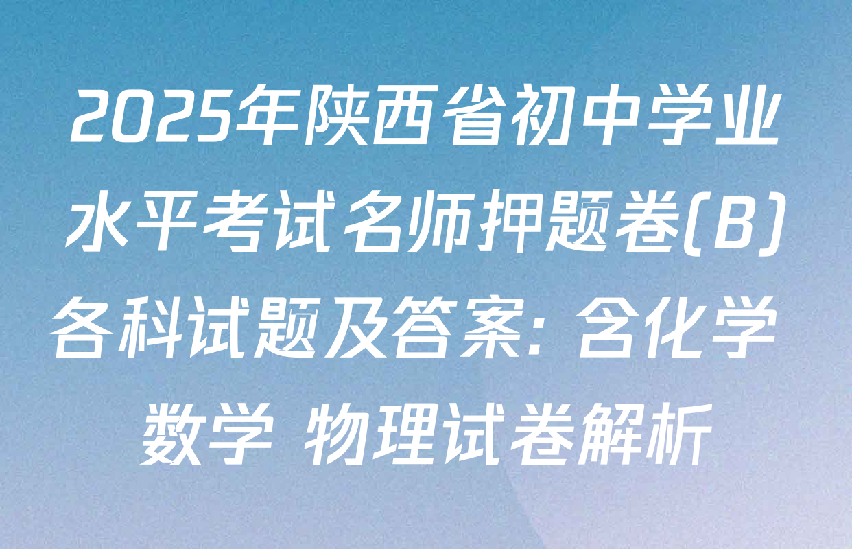 2025年陕西省初中学业水平考试名师押题卷(B)各科试题及答案: 含化学 数学 物理试卷解析