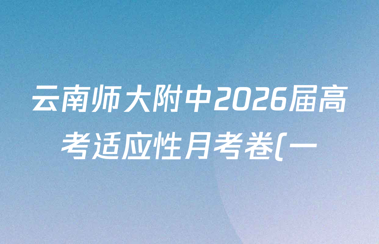 云南师大附中2026届高考适应性月考卷(一)(黑黑黑黑黑黑黑白)试卷及答案汇总(含化学 英语 物理等9份) 云南师大附中2026届高考适应性月考卷(一)(黑黑黑黑黑黑黑白)试卷及答案汇总(含化学 英语 物理等9份)