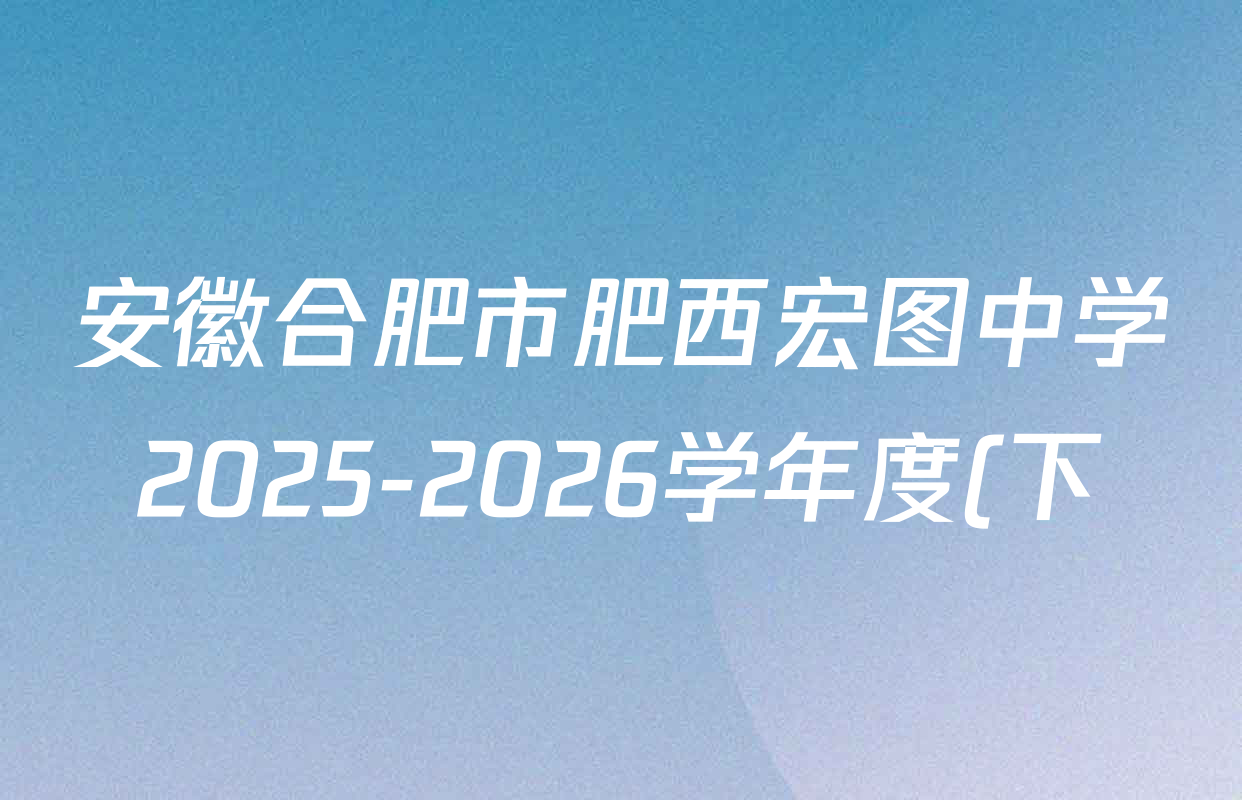 安徽合肥市肥西宏图中学2025-2026学年度(下)高二年级第一次段考试卷及答案汇总: 含化学 生物 政治试卷解析