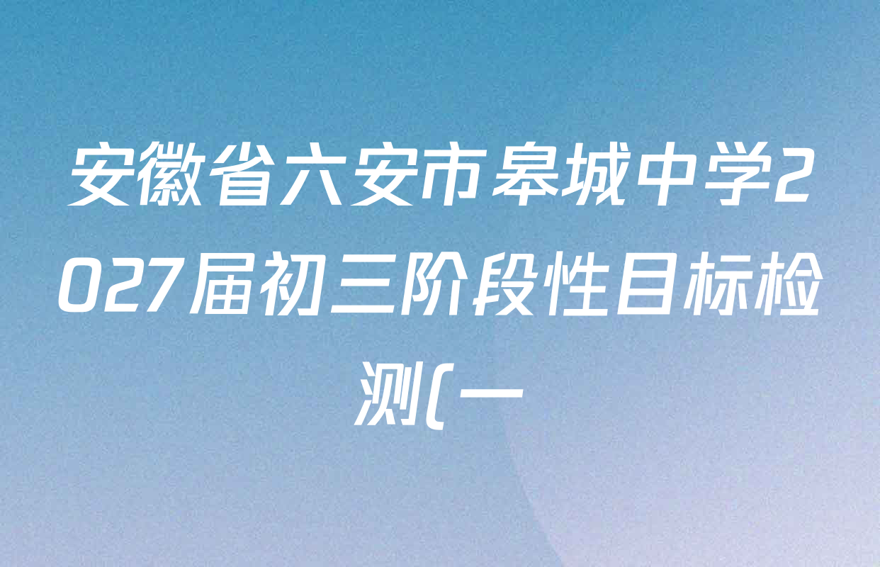 安徽省六安市皋城中学2027届初三阶段性目标检测(一)各科试题及答案(含数学 物理 道德与法治等7份) 安徽省六安市皋城中学2027届初三阶段性目标检测(一)各科试题及答案(含数学 物理 道德与法治等7份)
