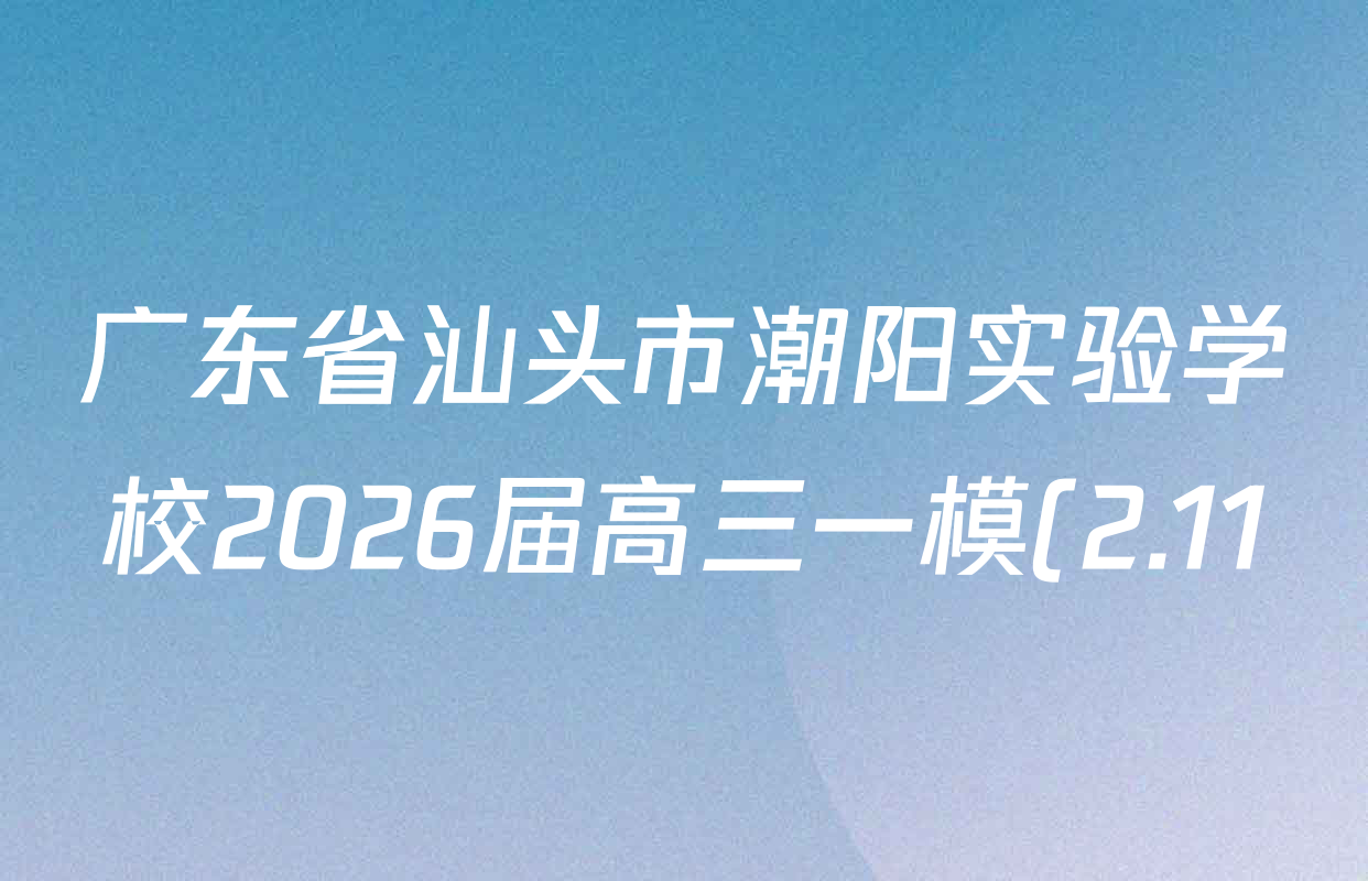 广东省汕头市潮阳实验学校2026届高三一模(2.11)各科答案及试卷(含英语、物理、生物等) 广东省汕头市潮阳实验学校2026届高三一模(2.11)各科答案及试卷(含英语、物理、生物等)