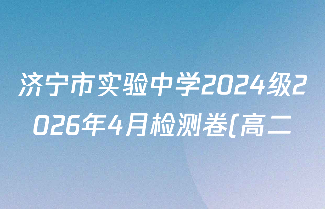 济宁市实验中学2024级2026年4月检测卷(高二)各科试题及答案(含数学、政治、化学等9份)
