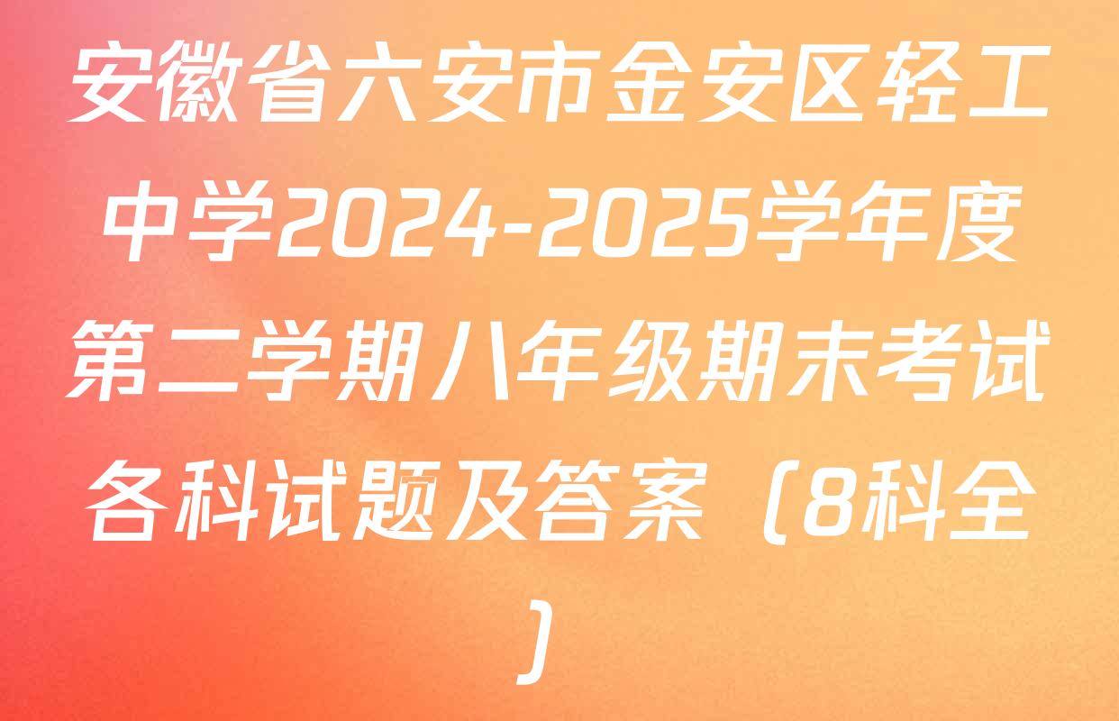 安徽省六安市金安区轻工中学2024-2025学年度第二学期八年级期末考试各科试题及答案（8科全）