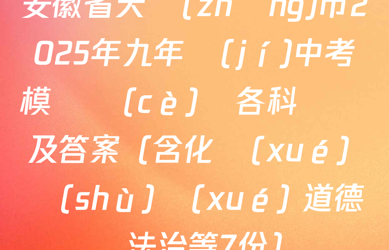 安徽省天長(zhǎng)市2025年九年級(jí)中考模擬測(cè)試各科試題及答案（含化學(xué) 數(shù)學(xué) 道德與法治等7份）