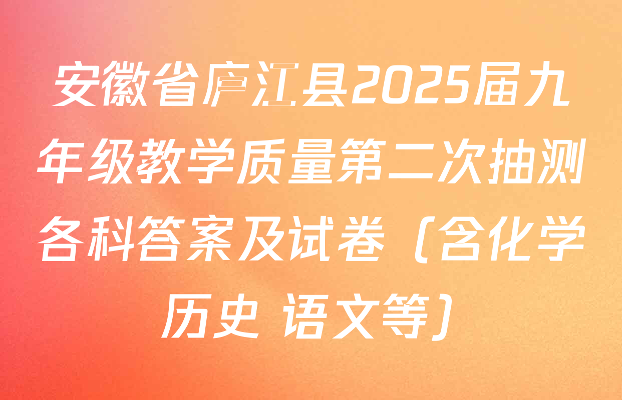 安徽省庐江县2025届九年级教学质量第二次抽测各科答案及试卷（含化学 历史 语文等）