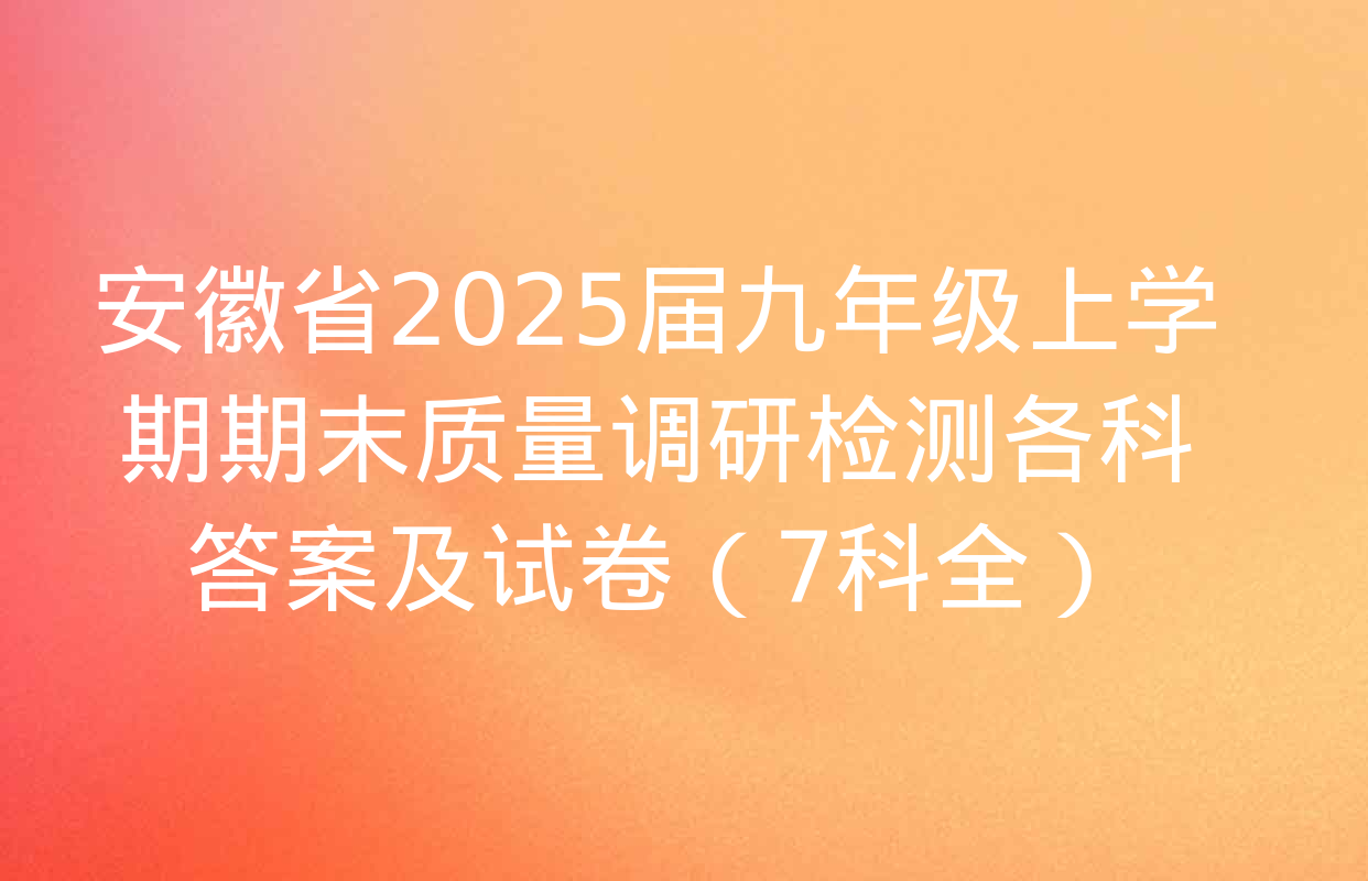 安徽省2025届九年级上学期期末质量调研检测各科答案及试卷（7科全）