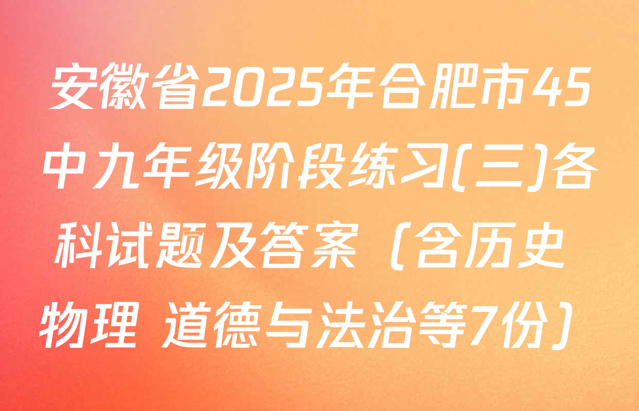 安徽省2025年合肥市45中九年级阶段练习(三)各科试题及答案（含历史 物理 道德与法治等7份）