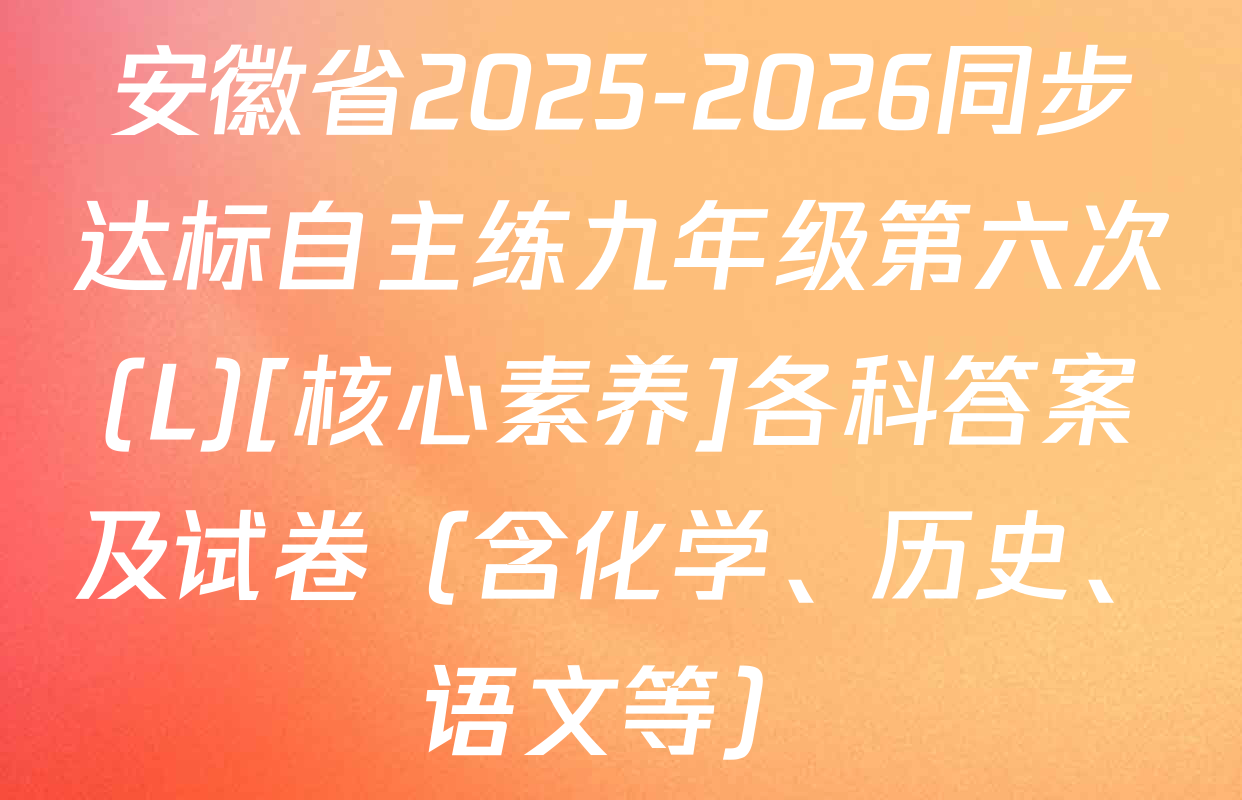 安徽省2025-2026同步达标自主练九年级第六次(L)[核心素养]各科答案及试卷（含化学、历史、语文等）