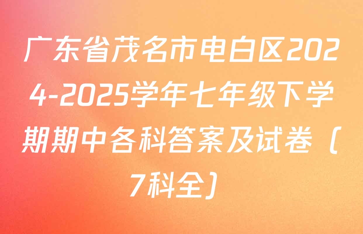 广东省茂名市电白区2024-2025学年七年级下学期期中各科答案及试卷（7科全）