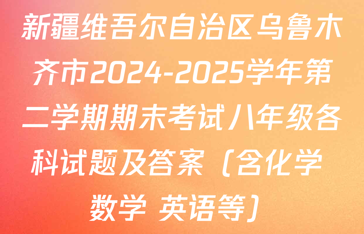 新疆维吾尔自治区乌鲁木齐市2024-2025学年第二学期期末考试八年级各科试题及答案（含化学 数学 英语等）