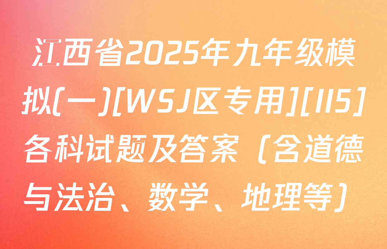 江西省2025年九年级模拟(一)[WSJ区专用][II5]各科试题及答案（含道德与法治、数学、地理等）