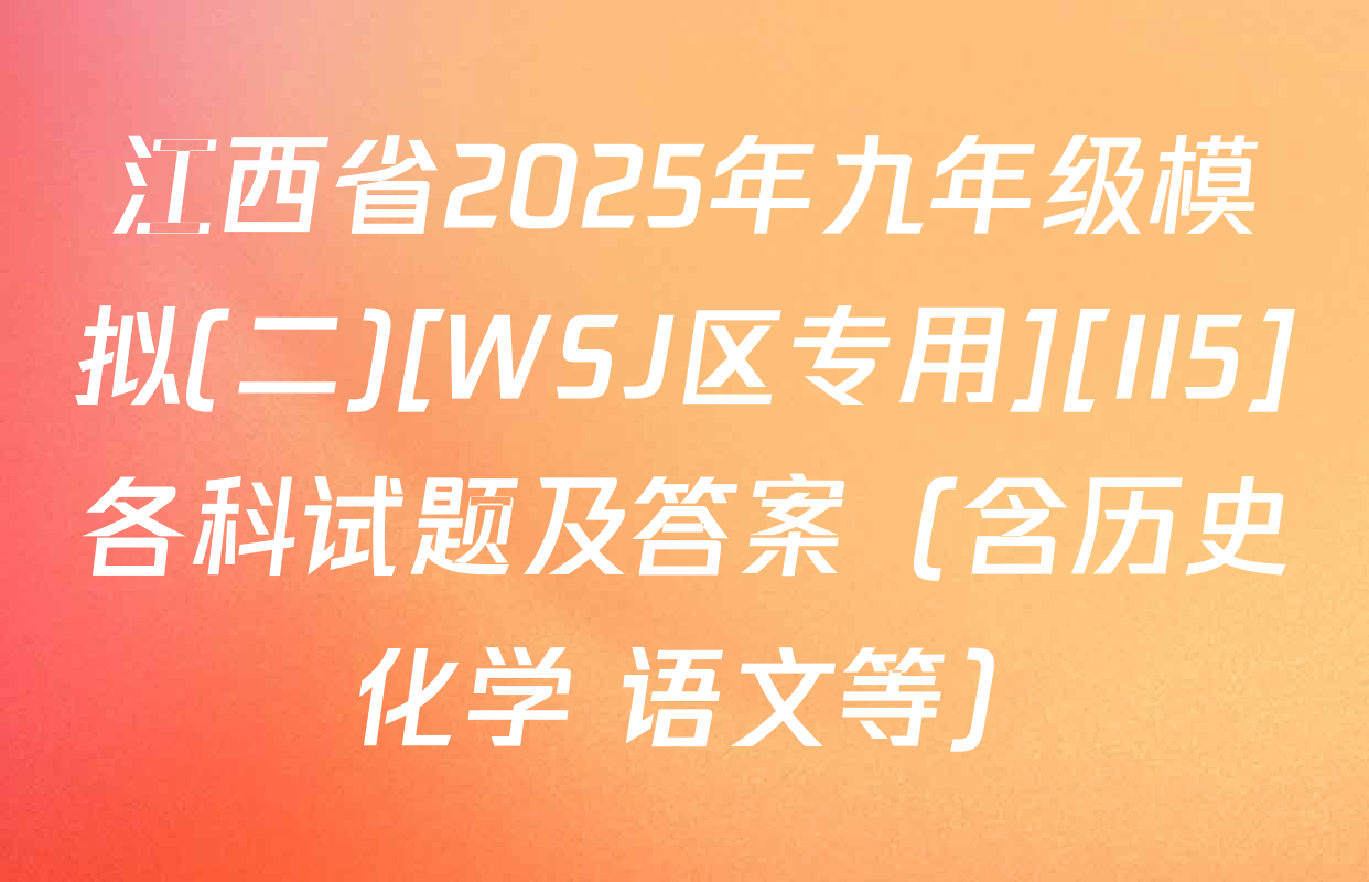 江西省2025年九年级模拟(二)[WSJ区专用][II5]各科试题及答案（含历史 化学 语文等）