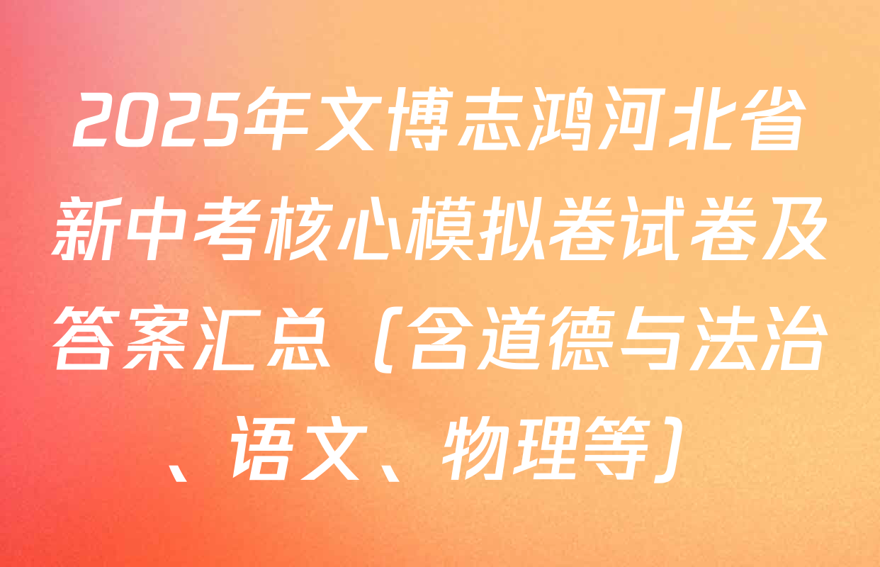 2025年文博志鸿河北省新中考核心模拟卷试卷及答案汇总（含道德与法治、语文、物理等）