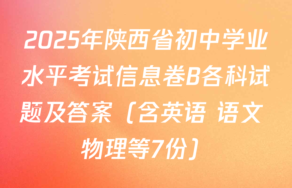 2025年陕西省初中学业水平考试信息卷B各科试题及答案（含英语 语文 物理等7份）