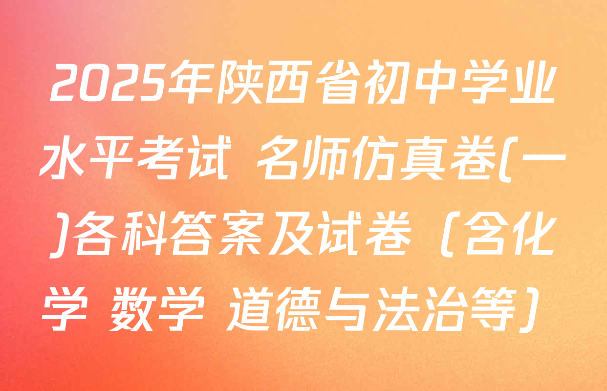 2025年陕西省初中学业水平考试 名师仿真卷(一)各科答案及试卷（含化学 数学 道德与法治等）
