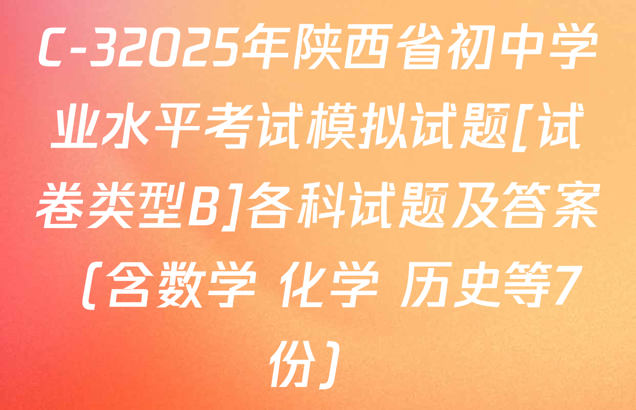 C-32025年陕西省初中学业水平考试模拟试题[试卷类型B]各科试题及答案（含数学 化学 历史等7份）