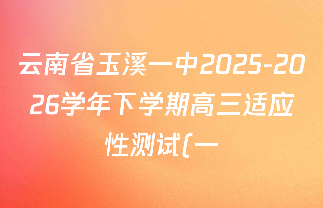云南省玉溪一中2025-2026学年下学期高三适应性测试(一)各科试题及答案(含化学 地理 物理等9份) 云南省玉溪一中2025-2026学年下学期高三适应性测试(一)各科试题及答案(含化学 地理 物理等9份)