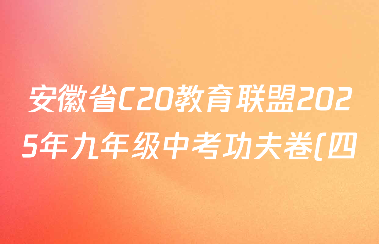 安徽省C20教育联盟2025年九年级中考功夫卷(四)各科试题及答案(已更新语文 英语 数学等7份) 安徽省C20教育联盟2025年九年级中考功夫卷(四)各科试题及答案(已更新语文 英语 数学等7份)