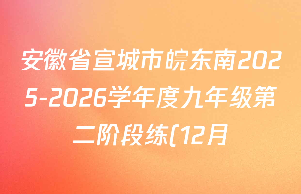 安徽省宣城市皖东南2025-2026学年度九年级第二阶段练(12月)各科答案及试卷(7科全) 安徽省宣城市皖东南2025-2026学年度九年级第二阶段练(12月)各科答案及试卷(7科全)