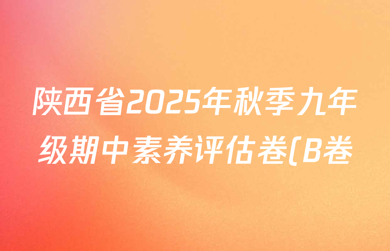 陕西省2025年秋季九年级期中素养评估卷(B卷)各科试题及答案: 含化学 历史 物理试卷解析 陕西省2025年秋季九年级期中素养评估卷(B卷)各科试题及答案: 含化学 历史 物理试卷解析