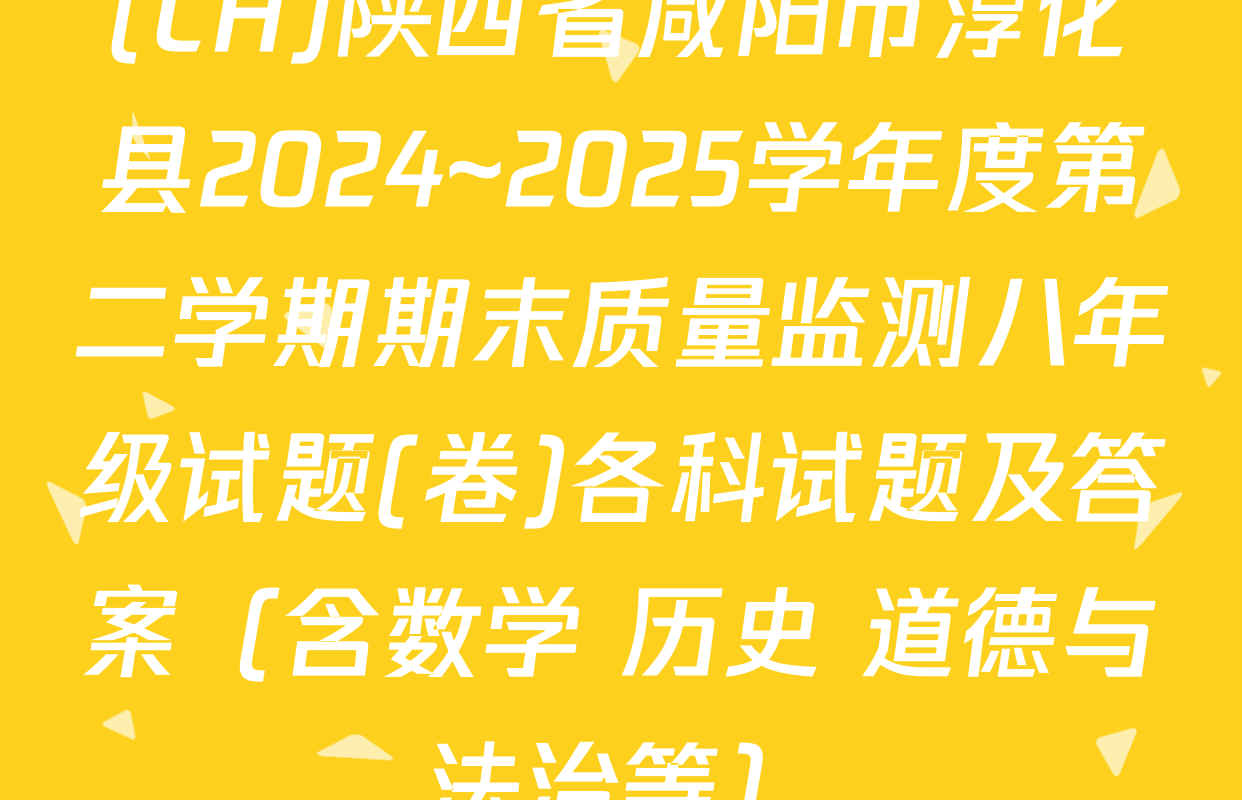 (CH)陕西省咸阳市淳化县2024~2025学年度第二学期期末质量监测八年级试题(卷)各科试题及答案（含数学 历史 道德与法治等）