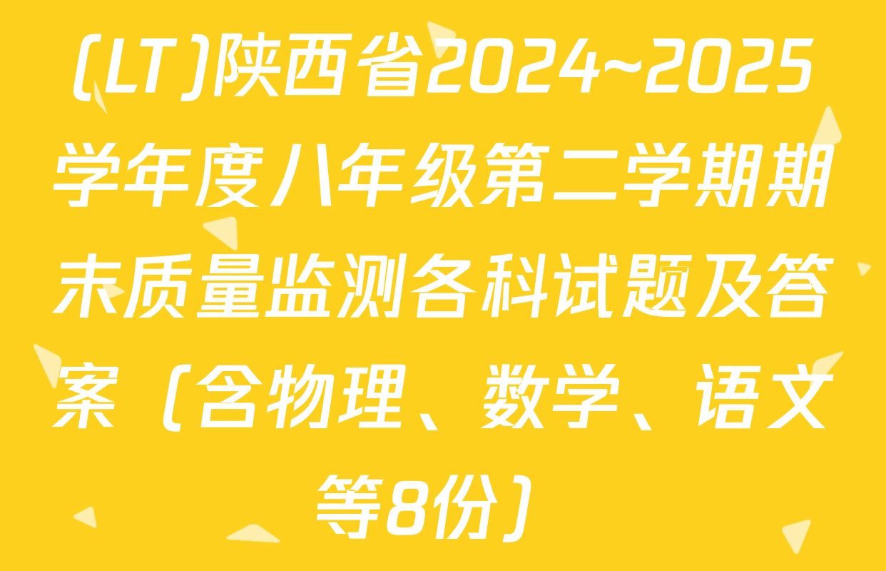(LT)陕西省2024~2025学年度八年级第二学期期末质量监测各科试题及答案（含物理、数学、语文等8份）
