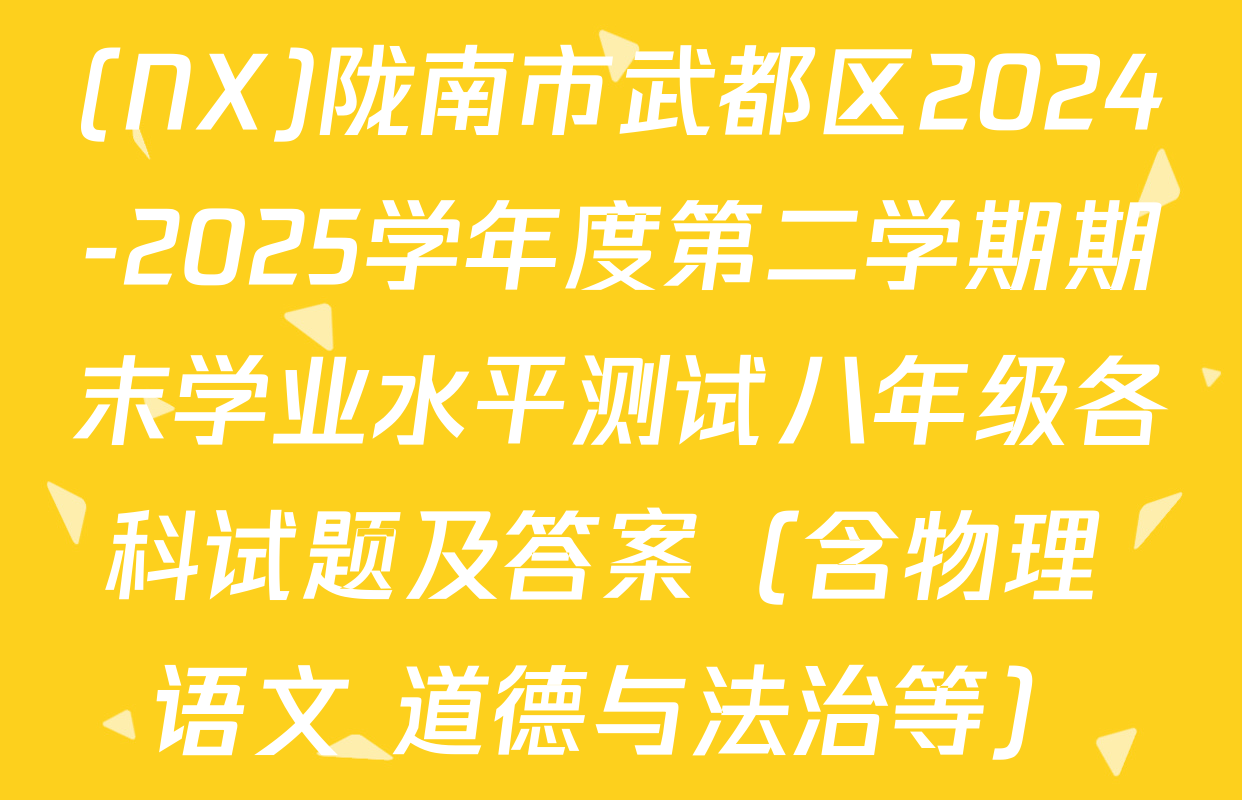 (NX)陇南市武都区2024-2025学年度第二学期期末学业水平测试八年级各科试题及答案（含物理 语文 道德与法治等）