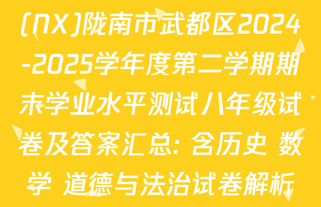 (NX)陇南市武都区2024-2025学年度第二学期期末学业水平测试八年级试卷及答案汇总: 含历史 数学 道德与法治试卷解析