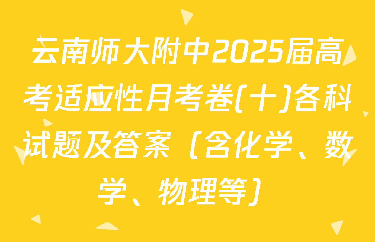 云南师大附中2025届高考适应性月考卷(十)各科试题及答案（含化学、数学、物理等）