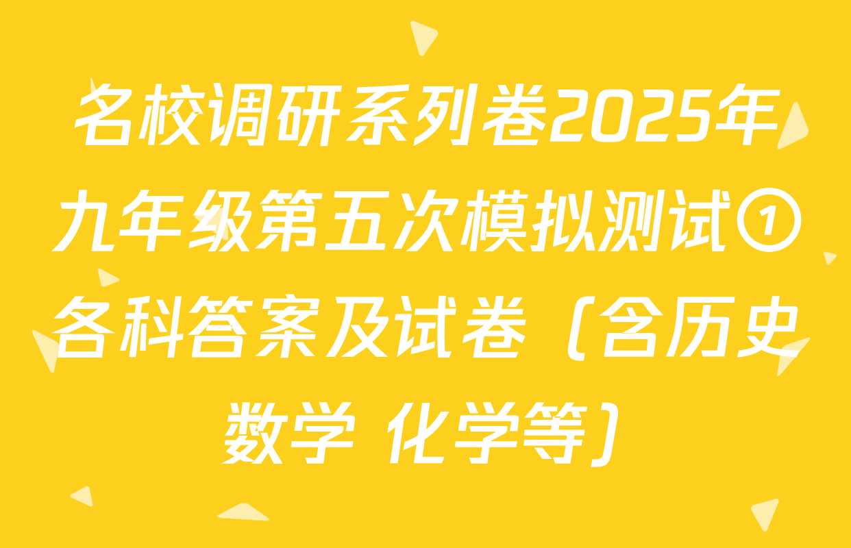 名校调研系列卷2025年九年级第五次模拟测试①各科答案及试卷（含历史 数学 化学等）